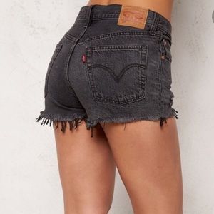 authentic Levi 501 washed black denim shorts